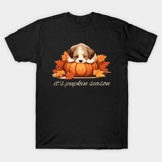 It's Pupkin Season Cute Pumpkin and Puppy Fall Vibes T-Shirt by TeaTimeTs